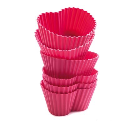 Forma para Bolo Copo de Coração Conjunto 6 Peças Silikomart