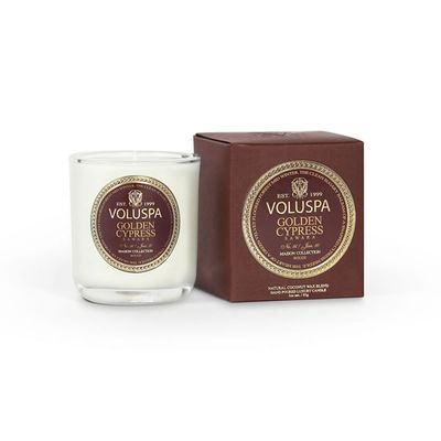 Vela Golden Cypress Sawara Coleção Maison Rouge Copo 25 Horas Voluspa