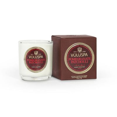 Vela Pomegranate Patchouli Coleção Maison Rouge Copo 25 Horas Voluspa