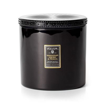Vela Makassar Ebony e Peach Coleção Vermeil Pote de Vidro Voluspa