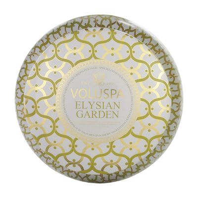 Vela Elysian Garden Coleção Maison Blanc 2 Pavios Lata 50 Horas Voluspa