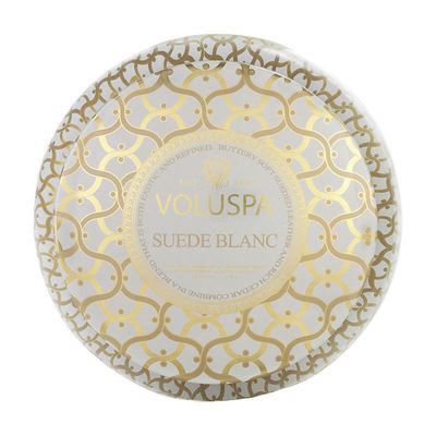 Vela Suede Blanc Coleção Maison Blanc 2 Pavios Lata 50 Horas Voluspa