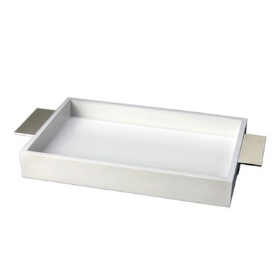 Bandeja Retangular Pequena Brooklin 35X22 cm Branca Brz