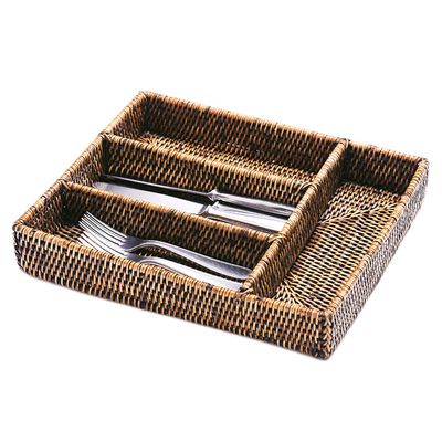 Porta Talheres Horizontal Rattan 36X40 Brz