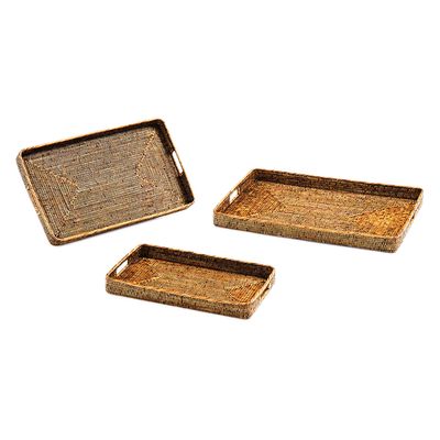 Bandeja com Alca Ásia Puro Rattan 65X40 cm Brz