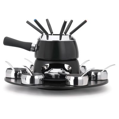 Fondue Cervinia com Base Giratória Panela Esmaltada Preta Forma