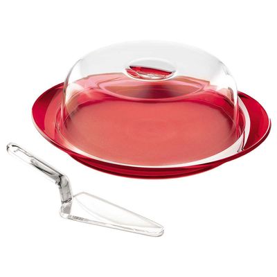 Prato de Bolo com Tampa Feeling Vermelho Guzzini