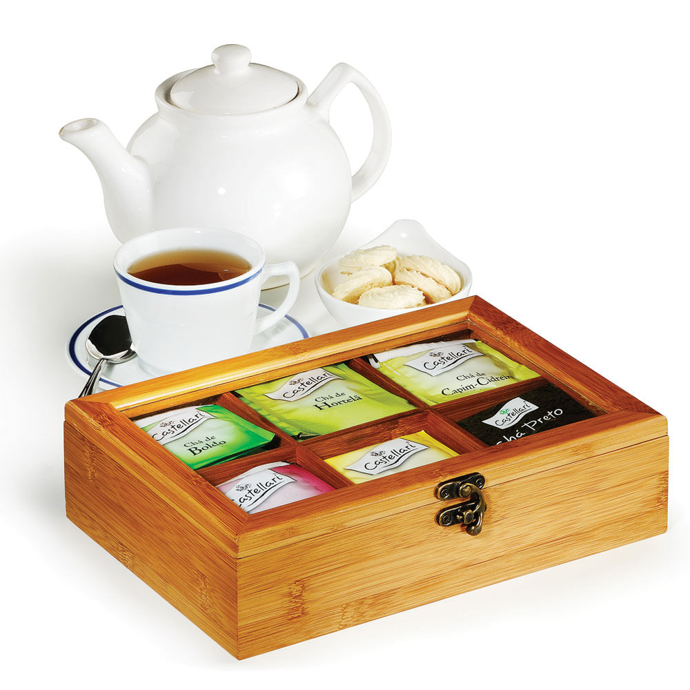 Welf | caixa para chás com 6 divisões em bambu londres welf