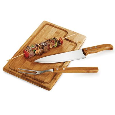 Kit para Churrasco em Bambu Inox Texas 3 Peças Welf