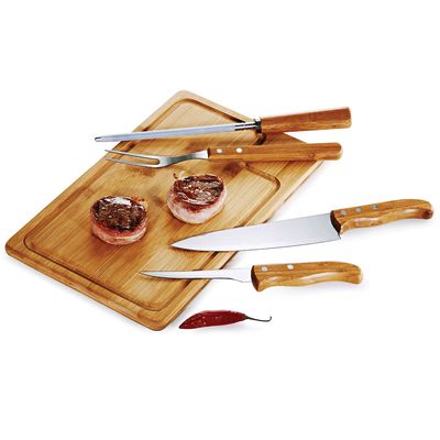 Kit para Churrasco em Bambu Inox Texas 5 Peças Welf