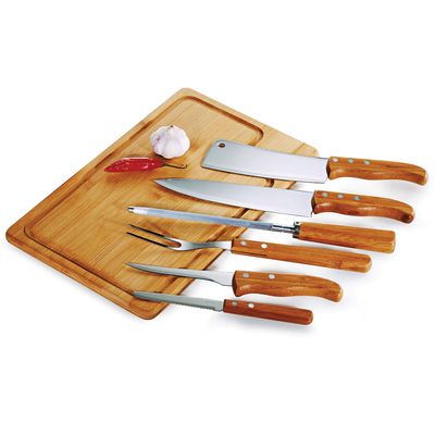 Kit para Churrasco em Bambu Inox Texas 7 Peças Welf