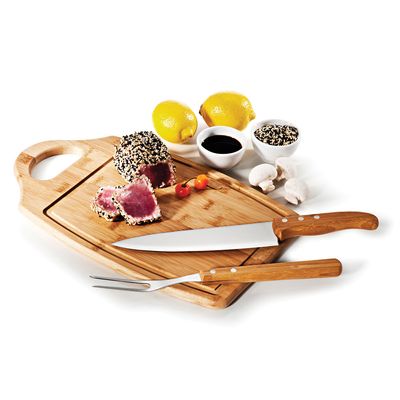 Kit para Churrasco em Bambu Inox Ottawa 3 Peças Welf