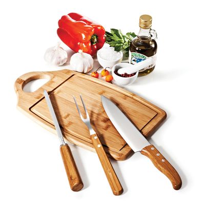 Kit para Churrasco em Bambu Inox Ottawa 4 Peças Welf