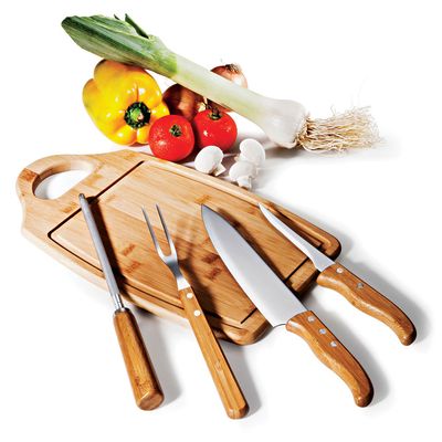 Kit para Churrasco em Bambu Inox Ottawa 5 Peças Welf