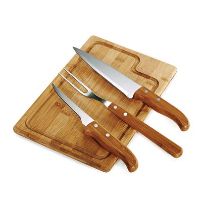 Kit para Churrasco em Bambu Inox Dallas 4 Peças v2 Welf