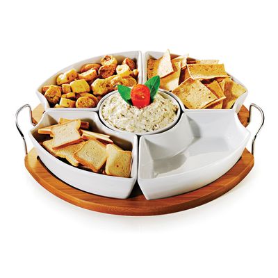 Conjunto para Petiscos em Porcelana Bambu Turim 6 Peças Welf