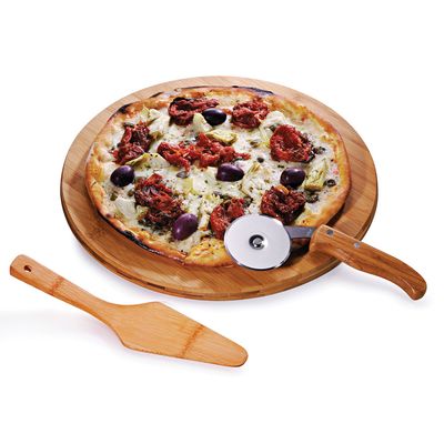 Conjunto para Pizza em Bambu Napoli 3 Peças Welf