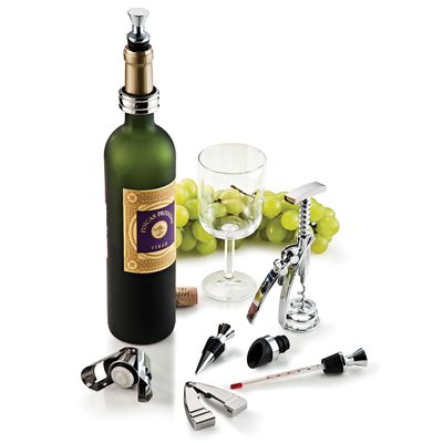 Estojo com Saca Rolhas Abridor de Vinho e Acessórios para Vinho em Bambu Veneto 9 Peças Welf