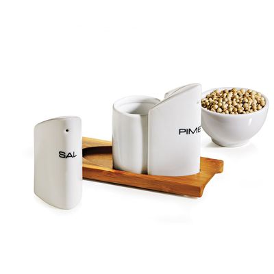 Galheteiro e Palito em Porcelana Bambu Roma 4 Peças Welf