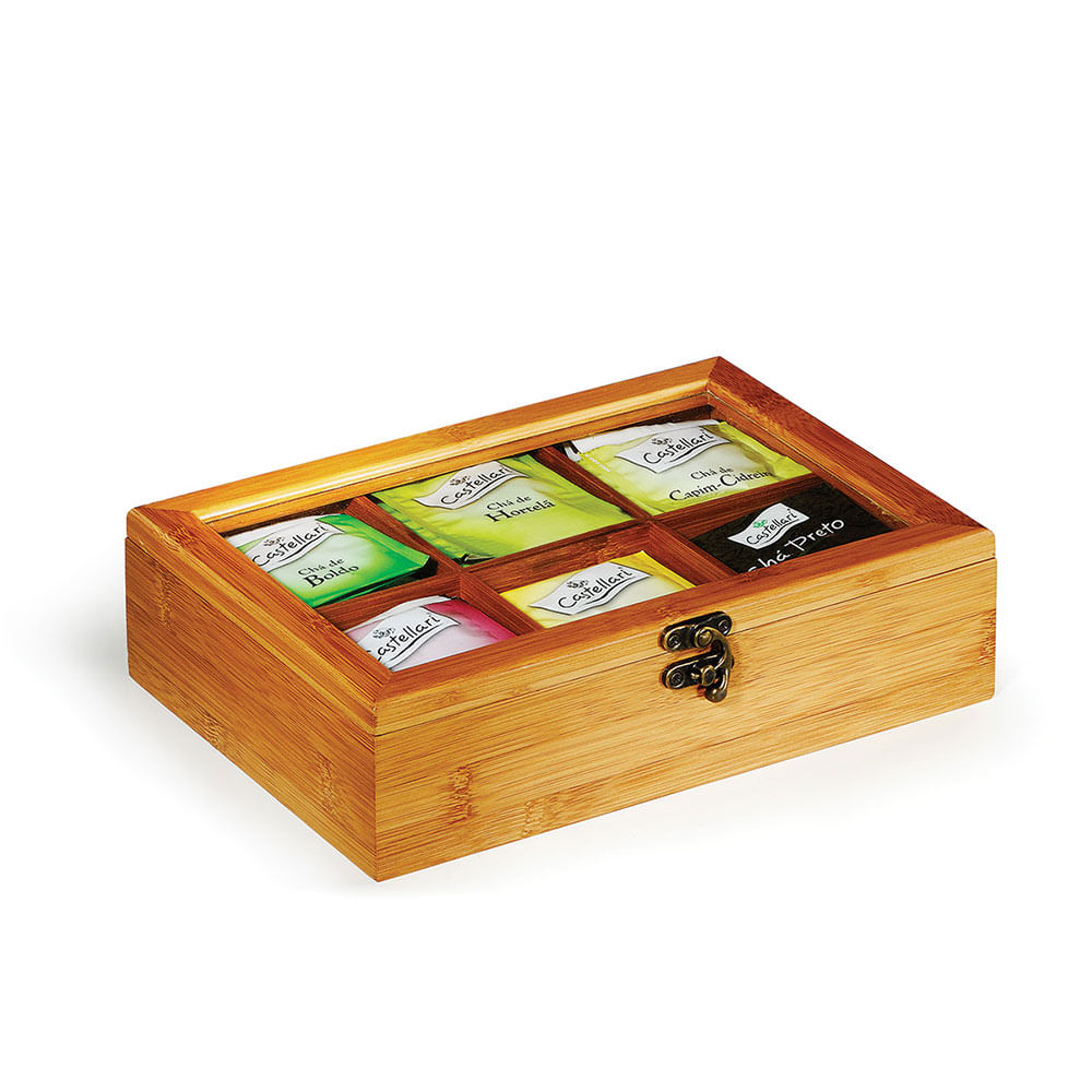 Welf | caixa para chás com 6 divisões em bambu londres welf