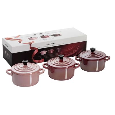 Mini Cocotte Jogo 3 Peças Rosa Pink Le Creuset