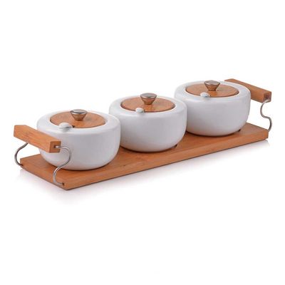 Potes em Porcelana Bambu Ravenna 0,2 L Conjunto 7 Peças Welf