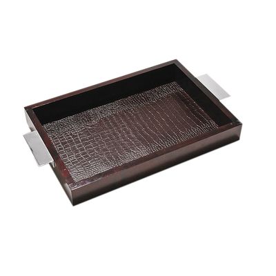 Bandeja Retangular Grande Crocodilo 43X58 cm Marrom Brz