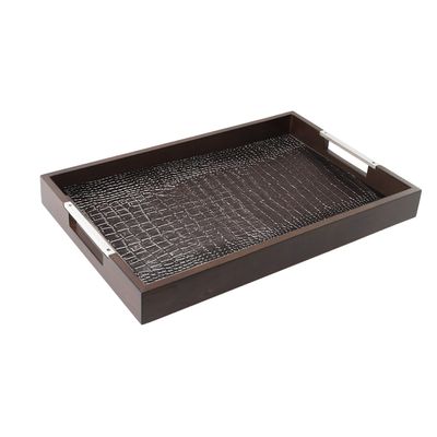 Bandeja Retangular Santorine Grande Crocodilo 53X37Cm Brz