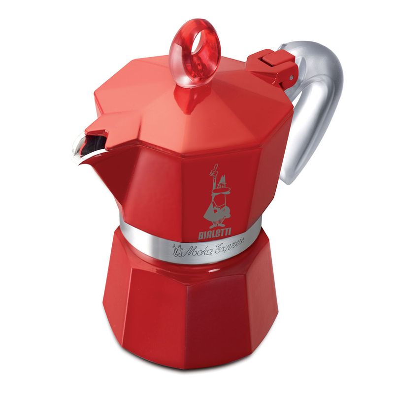 Cafeteira-Bialetti-Moka-Glossy-Aluminio-3-Xicaras-Vermelha