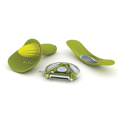 Conjunto de Acessórios Espremedor de Frutas, Espremedor de Alho, Descascador Verde Joseph Joseph