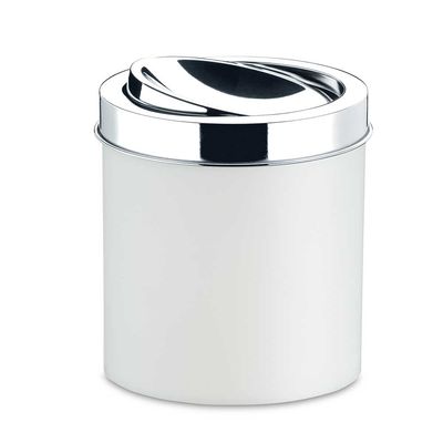 Lixeira Peças Branca com Tampa Basculante Inox 5,4 Litros 18,5X23 cm Brinox