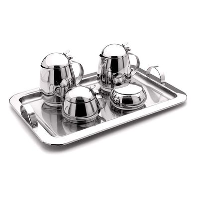 Conjunto Chá e Café Lyr 6 Peças: Bandeja 28X42 Cm, 2 Bules 550Ml, Açucareiro 250G, Colher e Mantegueira Forma