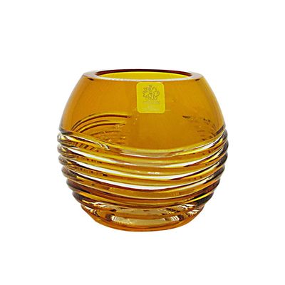 Castiçal com Vela Lapidação Overlay Amarela Strauss