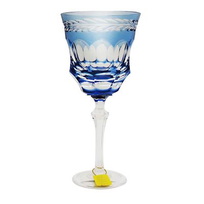 Taça Água Peça Lapidação Overlay 460 ml Azul Claro Strauss