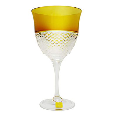 Taça Água Peça Lapidação Overlay 520 ml Amarela Strauss
