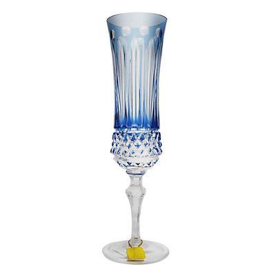 Taça Champagne Lapidação Overlay 210 ml Azul Claro Strauss