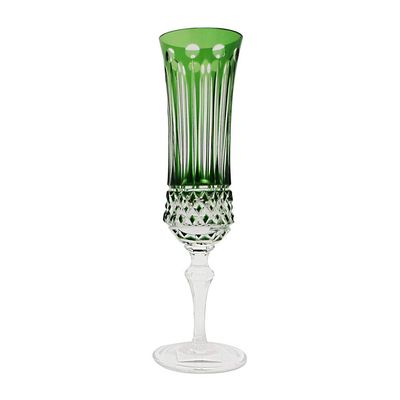Taça Champagne Lapidação Overlay 210 ml Verde Strauss