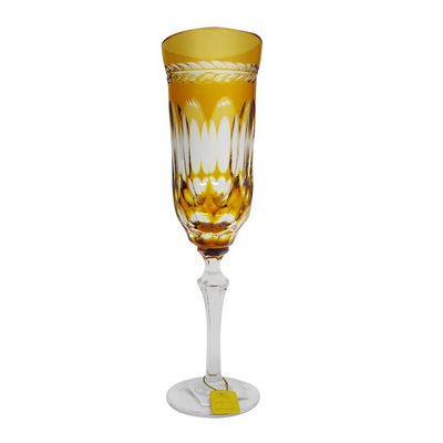 Taça Champagne Lapidação Overlay 240 ml Amarela Strauss