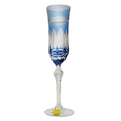 Taça Champagne Lapidação Overlay 240 ml Azul Claro Strauss