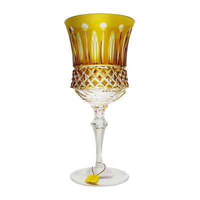 Taça Vinho Branco Lapidação Overlay 360 ml Amarela Strauss