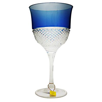 Taça Vinho Branco Lapidação Overlay 370 ml Azul Claro Strauss
