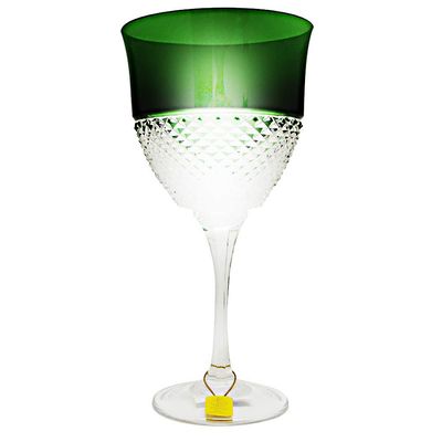 Taça Vinho Branco Lapidação Overlay 370 ml Verde Strauss