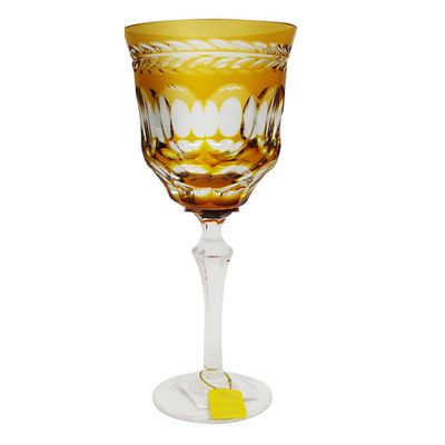 Taça Vinho Tinto Lapidação Overlay 310 ml Amarela Strauss