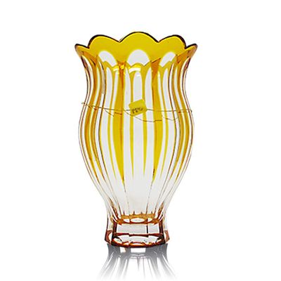 Vaso Overlay Lapidação Imperador 26 cm Amarelo Strauss