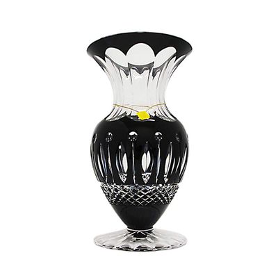 Vaso com Pé Lapidação Overlay 21 cm Preto Strauss