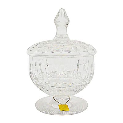 Bomboniere com Pedestal e Tampa Lapidado Transparente Strauss