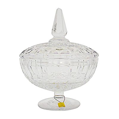 Centro de Mesa com Pedestal e Tampa Lapidado Transparente Strauss