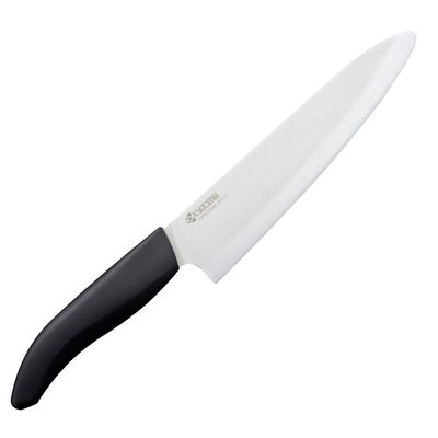 Faca do Chefe Cerâmica Lamina 18 cm Branca Cabo Preto Kyocera