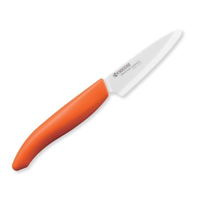Faca Cerâmica Lamina 8 cm Branca Cabo Laranja Kyocera