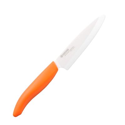 Faca Cerâmica Lamina 11 cm Branca Cabo Laranja Kyocera